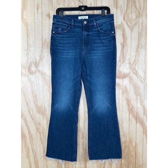 Current/Elliott Wide Leg Crop Jeans Raw Frayed Hem High Rise Size 30 - Picture 2 of 8